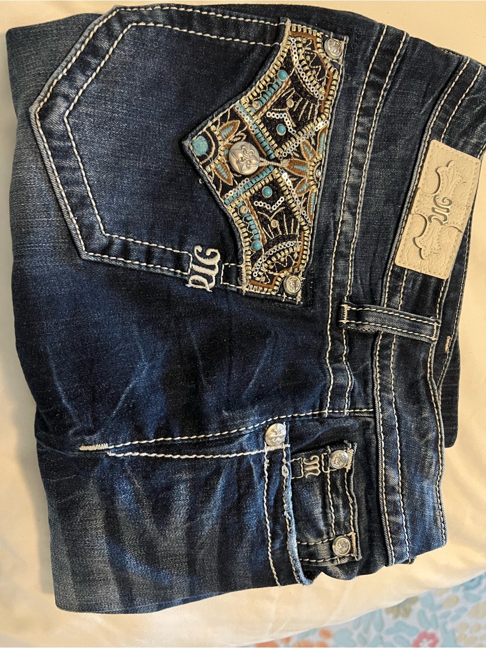 Miss Me Blue Denim Jeans Waistband Detail